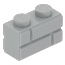 LEGO kocka 1x2 módosított tégla mintás, világosszürke (98283)